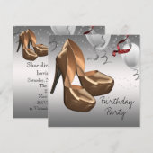 Silver Gold High Heel Shoes Geburtstagsparty Einladung (Vorne/Hinten)