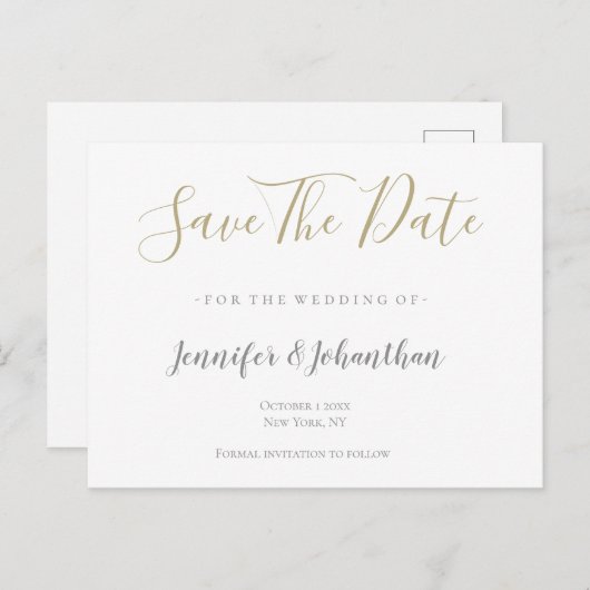 Silver & Gold Hochzeit speichern Sie die Datumskar Ankündigungspostkarte (Vorne/Hinten)