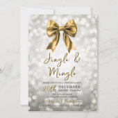 Silver Gold Jingle Mingle Christmas Party Bow  Einladung (Vorderseite)