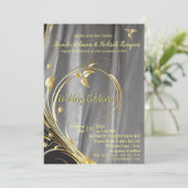Silver & Gold Leaf Wedding Einladung (Stehend Vorderseite)