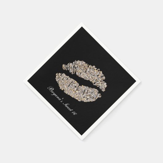 Silver Gold Lips Imitate Sparkle Kiss Beauty Makeu Serviette (Ecke)
