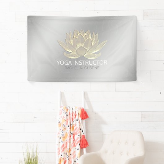 Silver Gold Lotus Yoga Meditation Reiki Instructor Banner (Insitu)