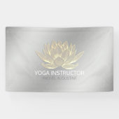 Silver Gold Lotus Yoga Meditation Reiki Instructor Banner (Horizontal)