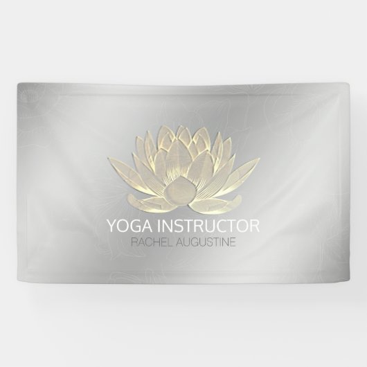 Silver Gold Lotus Yoga Meditation Reiki Instructor Banner (Horizontal)