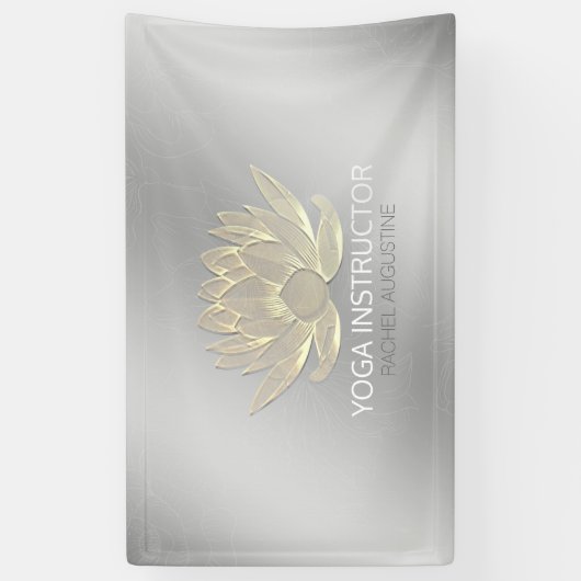 Silver Gold Lotus Yoga Meditation Reiki Instructor Banner (Vertikal)