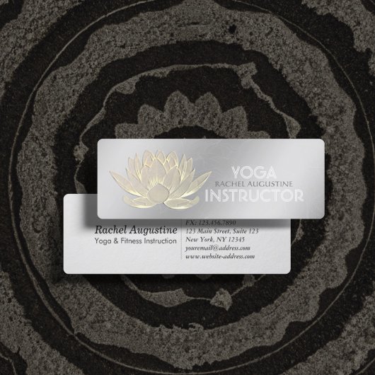 Silver Gold Lotus Yoga Meditation Reiki Instructor Mini Visitenkarte
