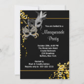 Silver Gold Mardi Gras Masquerade Party Einladung (Rückseite)