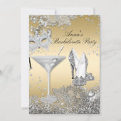 Silver Gold Mask Jewel Lace Junggeselinnen-Abschie Einladung (Vorderseite)