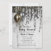 Silver Gold Metallic Balloons Ivy Baby Dusche Einladung (Vorderseite)