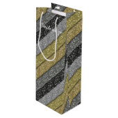 Silver & Gold Metallischer Glitzer Weinbeutel Geschenktüte Für Weinflaschen (Vorderseite Schrägansicht)