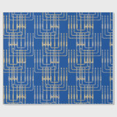 Silver & Gold Modern Square Menorahs Hanukkah Geschenkpapier (Flach)