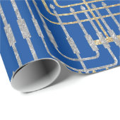 Silver & Gold Modern Square Menorahs Hanukkah Geschenkpapier (Rolleneckpunkt)