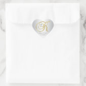 Silver Gold Monogram 'K' Wedding Umschlag Aufklebe Herz-Aufkleber (Tasche)