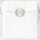 Silver Gold Monogram 'K' Wedding Umschlag Aufklebe Runder Aufkleber (Tasche)