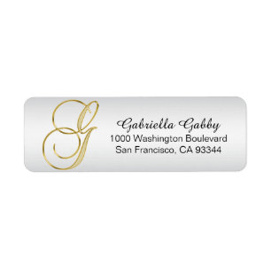 Silver Gold Monogram Letter 'G' Envelope Return