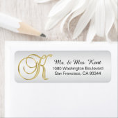 Silver Gold Monogram Letter 'K' Envelope Return (Insitu)