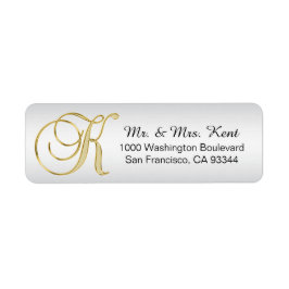 Silver Gold Monogram Letter 'K' Envelope Return