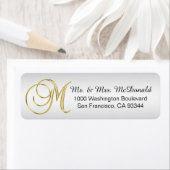 Silver Gold Monogram Letter 'M' Envelope Return (Insitu)