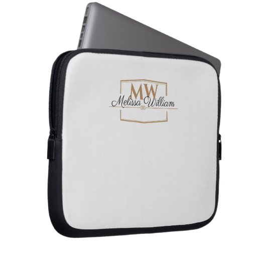 Silver Gold Monogram Name Script Laptopschutzhülle (Vorne Rechts)