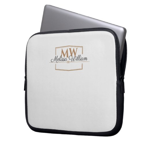 Silver Gold Monogram Name Script Laptopschutzhülle (Vorderseite Links)
