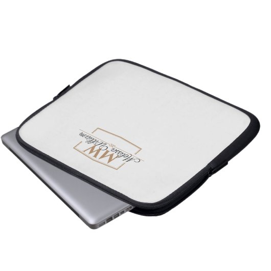 Silver Gold Monogram Name Script Laptopschutzhülle (Vorne Knopf)