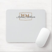 Silver Gold Monogram Name Script Mousepad (Mit Mouse)