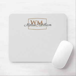 Silver Gold Monogram Name Script Mousepad