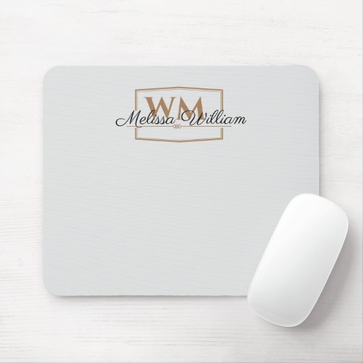Silver Gold Monogram Name Script Mousepad (Mit Mouse)