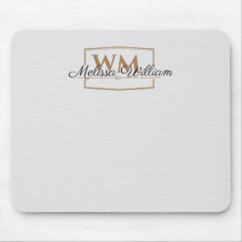 Silver Gold Monogram Name Script Mousepad