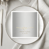 Silver Gold Monogram Wedding Napkins Serviette