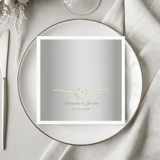 Silver Gold Monogram Wedding Napkins Serviette