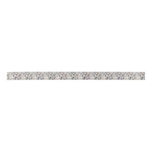 Silver & Gold Mosaic Satin Ribbon Satinband (Vorderseite)