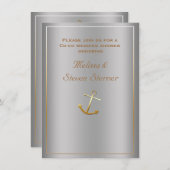 Silver Gold Nautical Anchor Dusche Einladung (Vorne/Hinten)