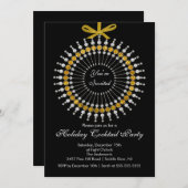 Silver & Gold Ornament Cocktail Weihnachten Party Einladung (Vorne/Hinten)