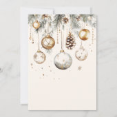Silver Gold Ornamente Baubles Weihnachtsfest Party Einladung (Rückseite)