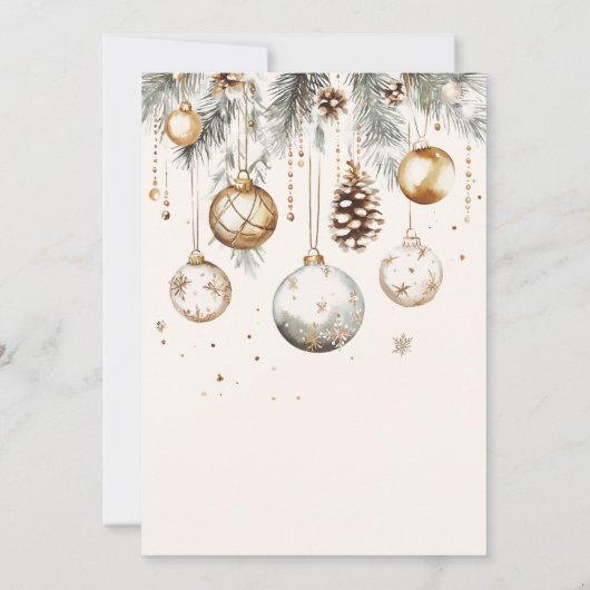Silver Gold Ornamente Baubles Weihnachtsfest Party Einladung (Rückseite)