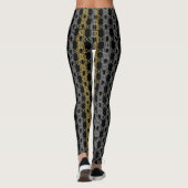 Silver Gold Pattern auf schwarz Leggings (Rückseite)