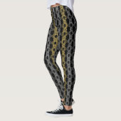 Silver Gold Pattern auf schwarz Leggings (Links)