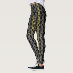 Silver Gold Pattern auf schwarz Leggings