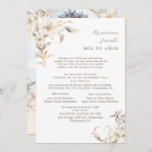 Silver & Gold Quinceañera Einladung in Spanisch (Vorne/Hinten)