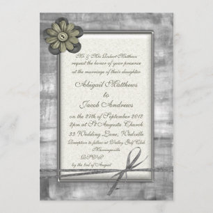 Silver & Gold Ribbon & Blume - Einladung zur Hochz