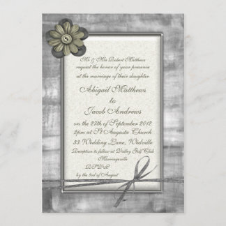 Silver & Gold Ribbon & Blume - Einladung zur Hochz