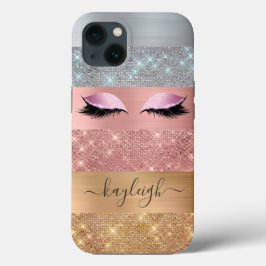 Silver Gold Rose Gold Glitzer Beauty Eyelash Case-Mate iPhone Hülle