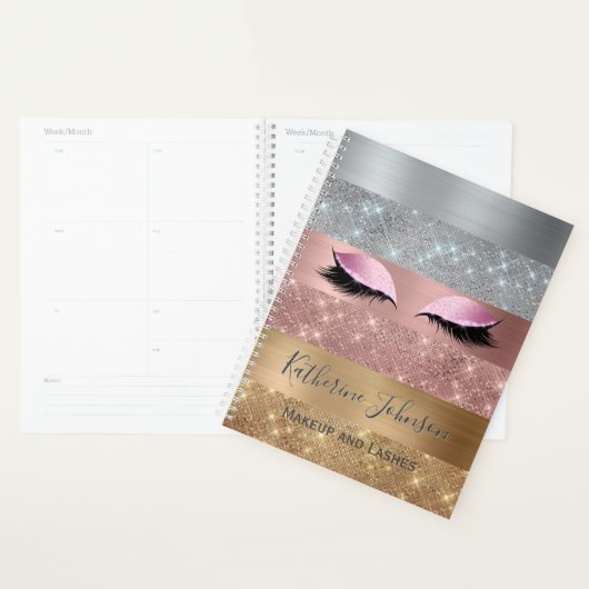 Silver Gold Rose Gold Glitzer Streifen Schönheitss Planer (Anzeige)