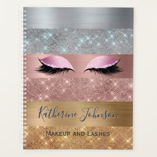 Silver Gold Rose Gold Glitzer Streifen Schönheitss Planer