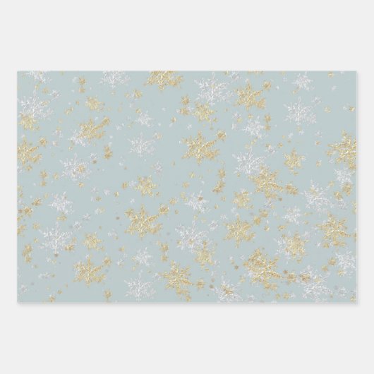 Silver & Gold Schneeflocken-Töne von Schiefergrün Geschenkpapier Set (Vorderseite)