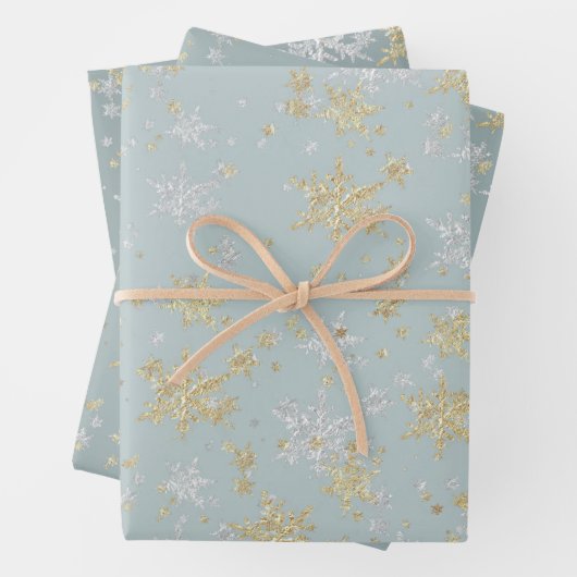 Silver & Gold Schneeflocken-Töne von Schiefergrün Geschenkpapier Set (Beispiel)