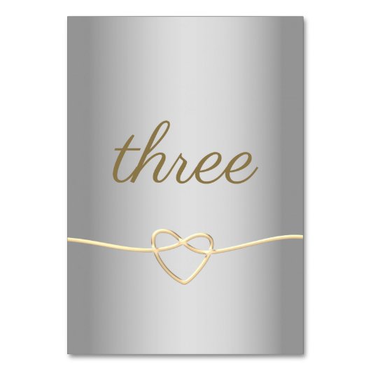 Silver Gold Script Wedding Tischnummer (Rückseite)