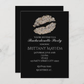 Silver Gold Shimmer Lips Kiss Beauty Einladung (Vorne/Hinten)