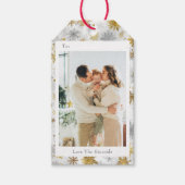 Silver & Gold Snowflake Foto Weihnachtsgeschenk Ta Geschenkanhänger (Vorderseite)